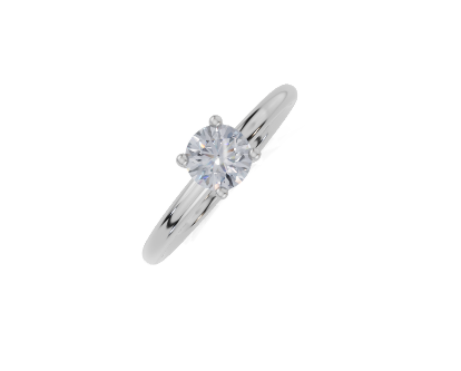 platinum Round 0.50 Carat G/H-CC SI Plain Plain 4Pr  Diamond Ring