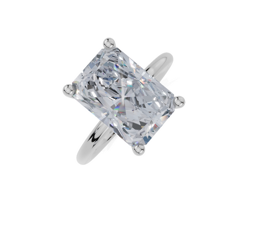 platinum Radiant 4.00 Carat F/G VS/SI Plain Plain 4Pr  Diamond Ring