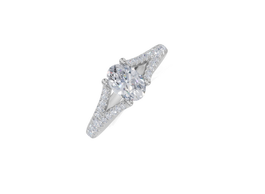 18ct Oval 0.50Carat G/H-RA SI Split U Micro Hidden Halo  Diamond Ring