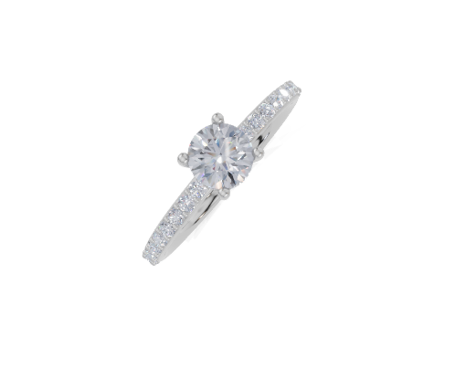 platinum Round 0.30 Carat G/H-CC SI Plain Plate Prong Hidden Halo  Diamond Ring