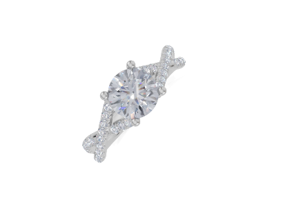 18ct Round 1.00Carat F/G VS/SI Twisted U Micro 4Pr  Diamond Ring