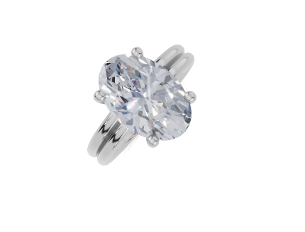 platinum Oval 4.00 Carat G/H-CC SI Plain Plain 4Pr  Diamond Ring