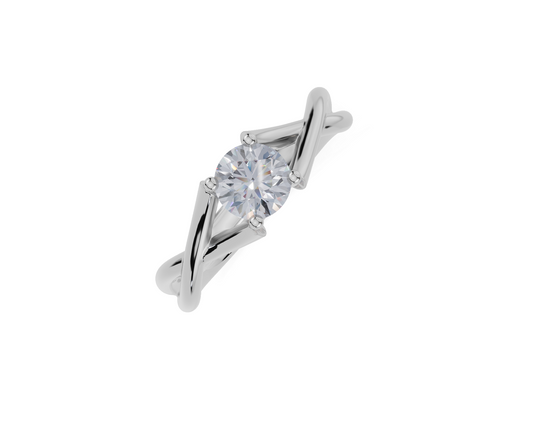 18ct Round 0.30Carat G/H-CC SI Twisted Plain 4Pr  Diamond Ring