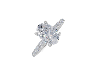 platinum Oval 1.50 Carat D/E/F-LG VS/VVS Plain U Micro Hidden Halo  Diamond Ring