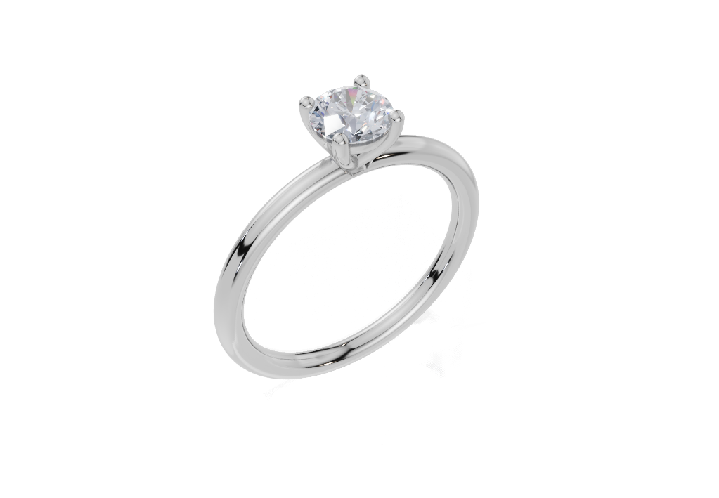 750/- Gold White Gold Round Cut 0.30 Carat of  Diamond Ring