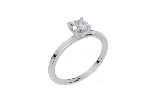 750/- Gold White Gold Round Cut 0.30 Carat of  Diamond Ring