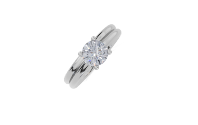 platinum Round 0.75 Carat D/E/F-LG VS/VVS Cathedral Plain 4Pr  Diamond Ring