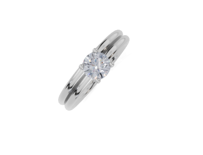 platinum Round 0.30 Carat G/H-CC SI Plain Plain 4Pr  Diamond Ring