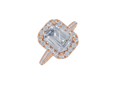 platinum Emerald 2.00 Carat D/E/F-CC VVS Cathedral U Micro Single Halo  Diamond Ring