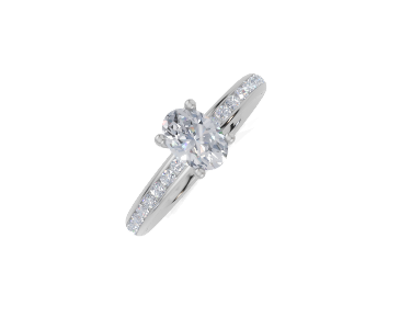 platinum Oval 0.50 Carat G/H-CC SI Plain Channel 4Pr  Diamond Ring