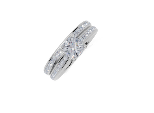 platinum Round 0.50 Carat D/E/F-CC VVS Cathedral Channel Hidden Halo  Diamond Ring