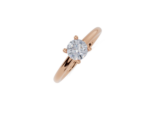 18ct Round 0.30Carat G/H-CC SI Cathedral Plain 4Pr  Diamond Ring