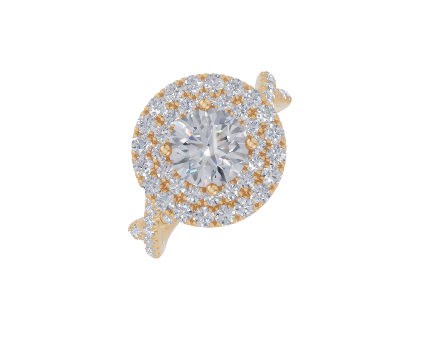 18ct Round 1.00Carat F/G VS/SI Twisted U Micro Double Halo  Diamond Ring