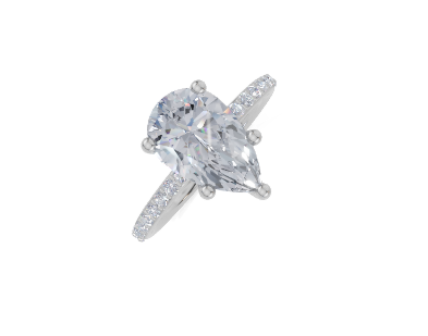 platinum Pear 2.00 Carat G/H-CC SI Plain Plate Prong 4Pr  Diamond Ring