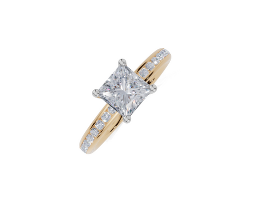 18ct Princess 1.00Carat D/E/F-CC VVS Plain Channel 4Pr  Diamond Ring